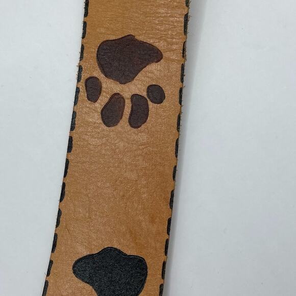 Vintage leather lion head animal paw print belt brown adjustable - Picture 6 of 9